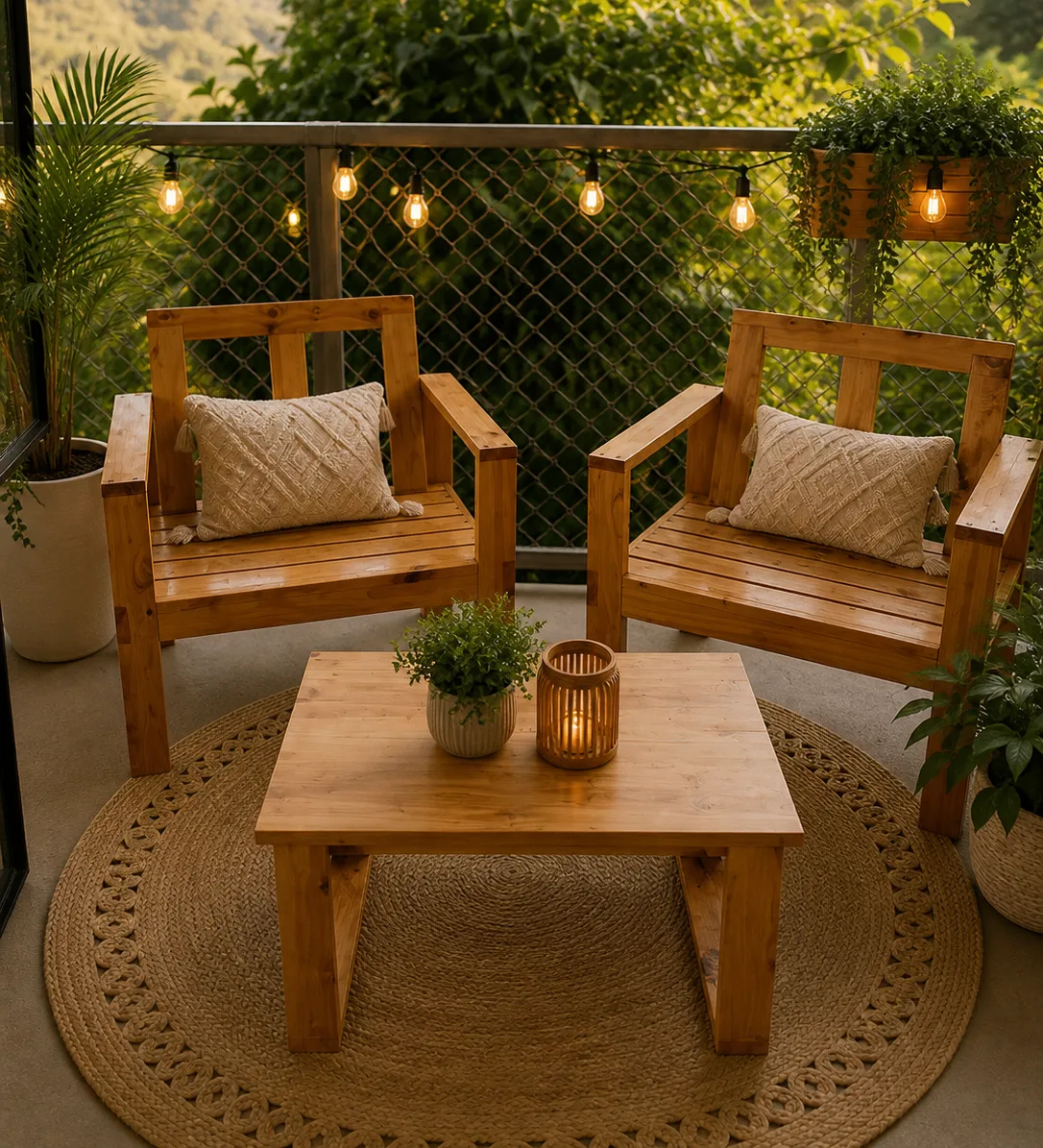 Juego de Terraza Cipres, en madera de ciprés
